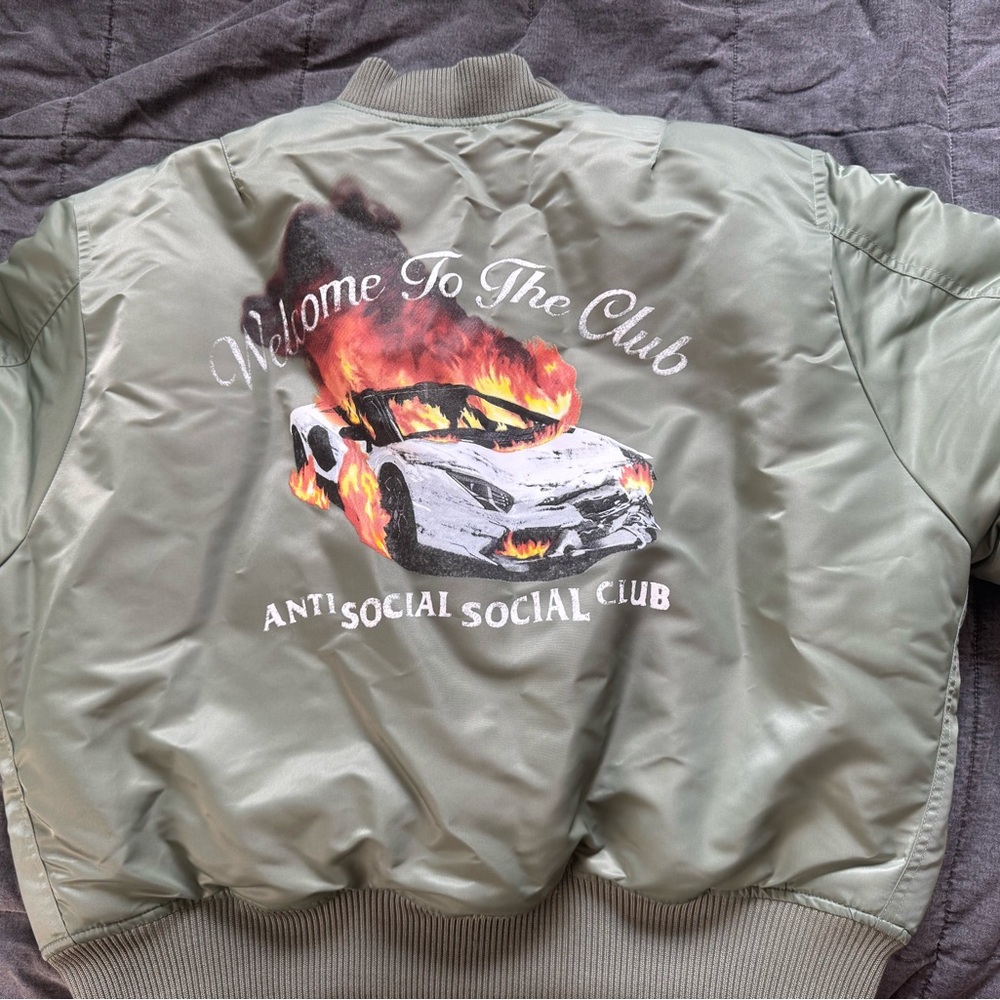 Anti Social Social Club “Welcome to the Club” Green Bomber Jacket